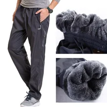 Флисовые плотные штаны для мужчин; зимние брюки; бархатные теплые прямые теплые мужские шерстяные брюки; плотные брюки на молнии; мужские брюки для бега