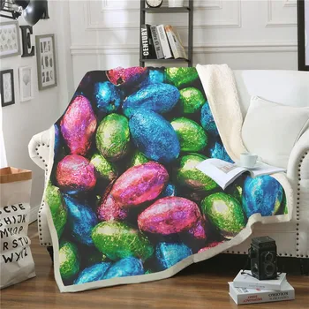 

Latest Design Sherpa Blanket Fashion Travel Youth Bed Outlet Colorful Candy Fleece Blanket Hot Print Plush Throw