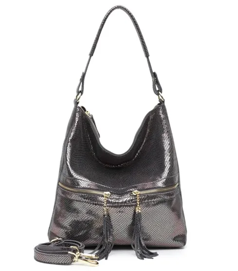 Arliwwi брендовые блестящие тисненые сумки со змеиным узором из натуральной кожи, женские сумки через плечо, большие вместительные женские сумки, Новинка - Цвет: Серый