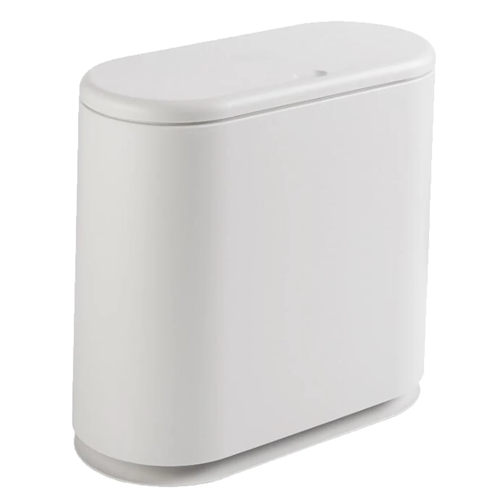 Modern Fashion White Flip Lid Trash Can Double Garbage Bag Holder Waste Bin