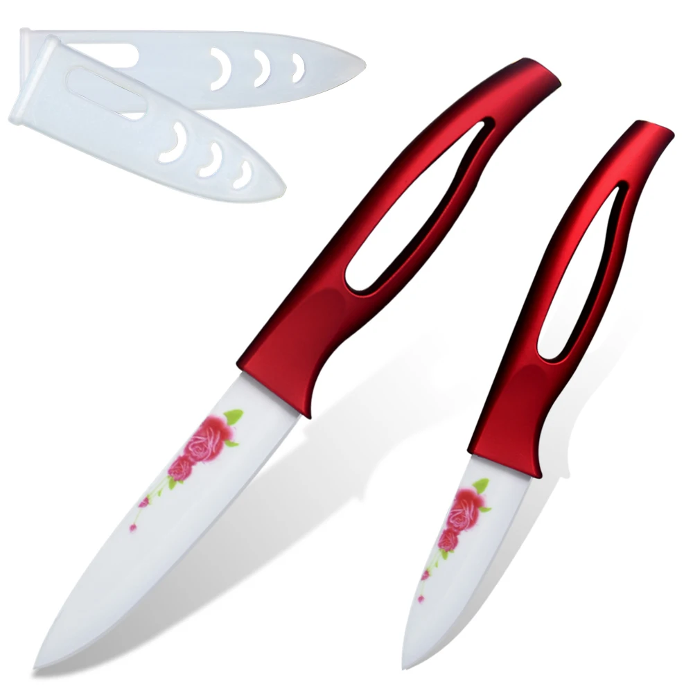 XYJ white ceramic knife set 4 inch utility 3 inch paring fruit knife