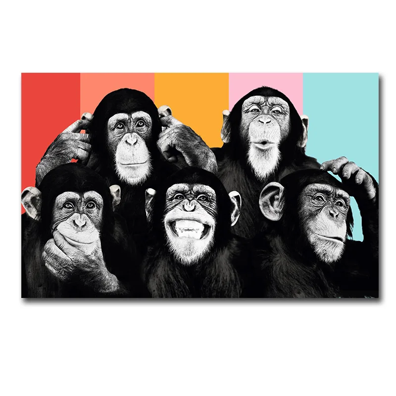 GOODECOR современный милые животные стены поп-арт забавные шимпанзе настенные панно для Гостиная Home Decor печатных выполненные