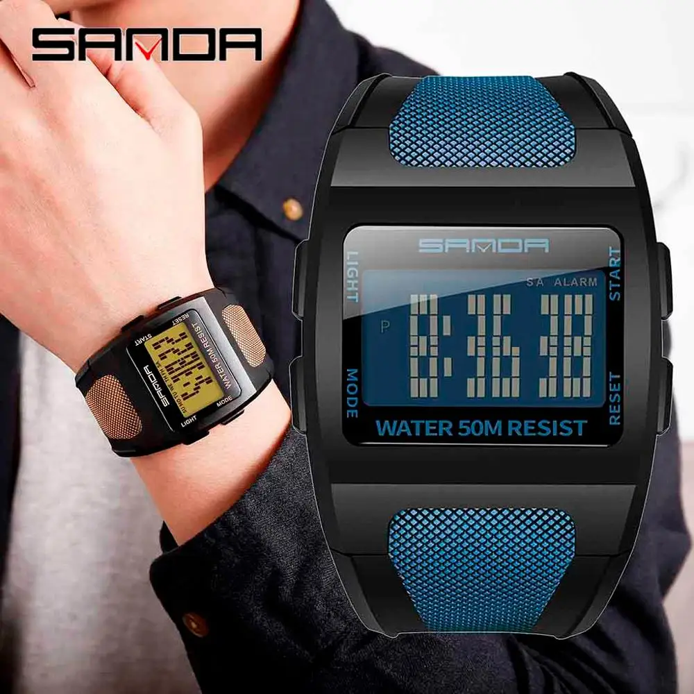 digital rectangular watch