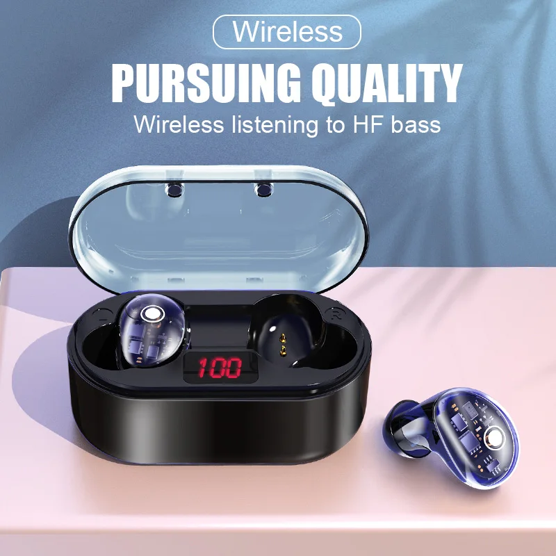 

Bluetooth Earphones True Wireless Headphones 5.0 Touch Control IPX6 Waterproof Mini Headset 6D Sport Hifi Stereo Earbuds Headset