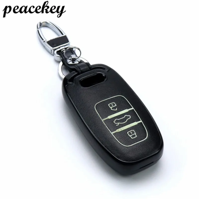 Peacekey Genuine Leather Car Key Cover Keys Case For Audi A4 S4 B7 B8