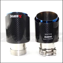 Akrapovic выхлопные трубы для автомобиля, твил, глянцевый карбоновый глушитель, наконечник хвоста, универсальный, нержавеющая сталь, прямой фланец, синий