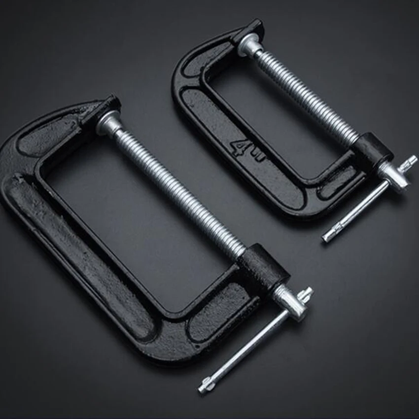

Adjust Heavy Duty G Clamp 1/2/3/4/5/6/8/10 inch C/W Soft Jaw Pads 90mm -265mm G Clamp Iron For Woodwork Metal Clamping