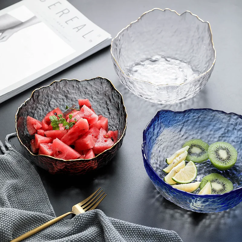 

Transparent Glass Bowl Nordic Style Candy Ice Cream Dessert Storage Bottles Irregular Gold Sim DIY Salad Bowls Glass Tableware