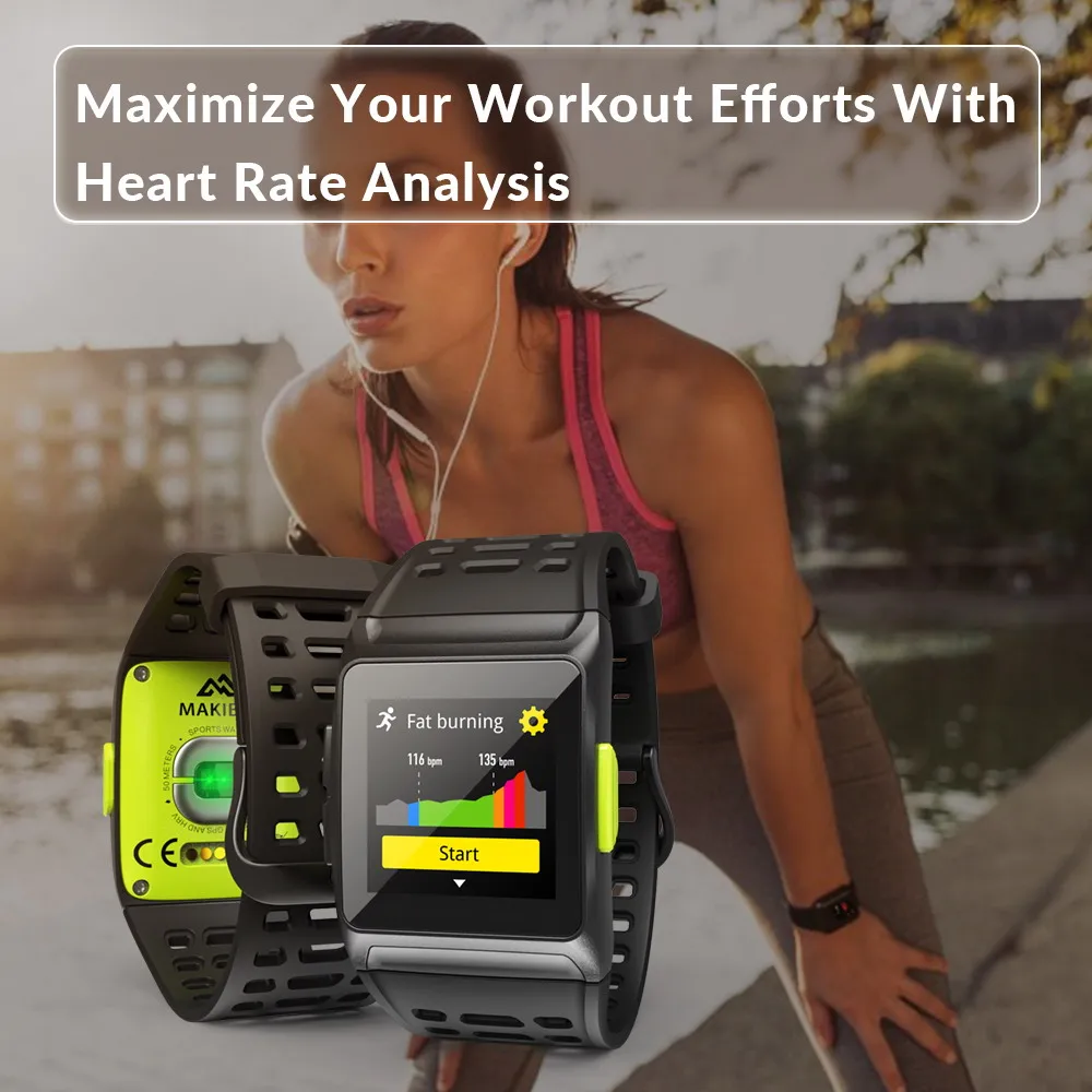  1 jahr garantie Makibes BR1 GPS Sport Armbanduhr Bluetooth EKG IP67 Wasserdicht IPS farbe Heart rat
