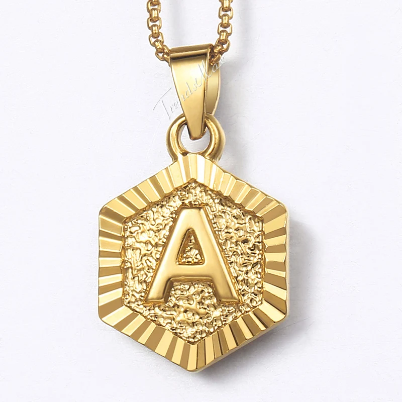 

Pendant For Women Men Initital Letter A-Z Hexagon Pendant Yellow Gold Filled Womens Jewelry Fashion