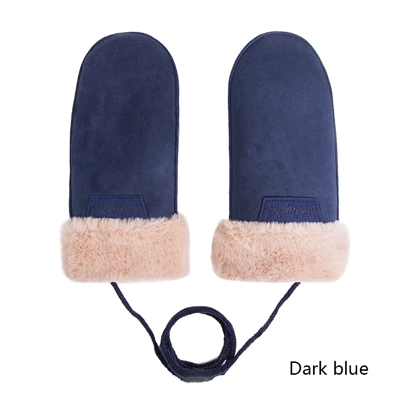 dark blue Evrfelan, дизайн, одноцветные Зимние перчатки для женщин, толстые теплые уличные Перчатки, варежки, женские плюс бархатные рукавички - Цвет: dark blue