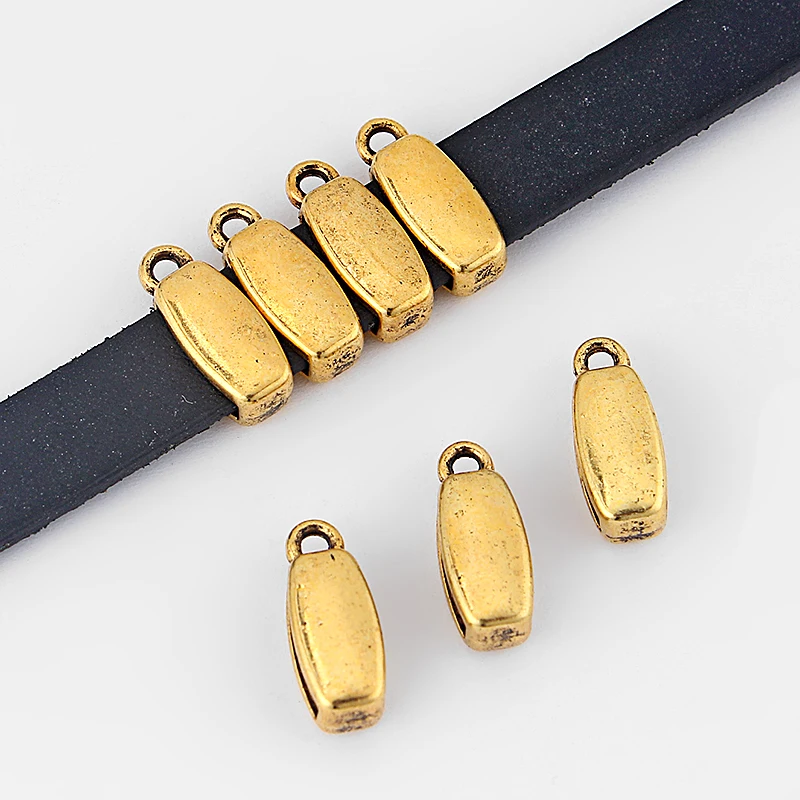 

20 pcs Gold Tone Slider Spacer Charms Fit 10*2mm Flat Leather Cord Jewlery ACC