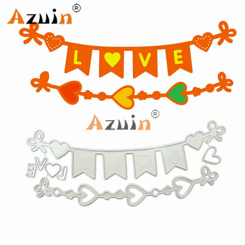 

LOVE Flags Wedding Metal Cutting Dies Scrapbooking Knives and Card Making Cutting Template And Embossing For Cards 2018 DIY New
