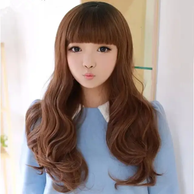 Wholesale 2014 Latest Girls Long Hair Fluffy Wig Repair Face Neat