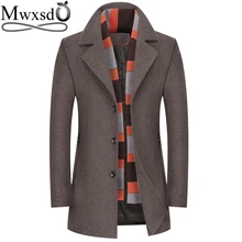 Mwxsd брендовые зимние мужские шерсть Куртки мужчин slim fit шарф воротник шерсть и смеси мужской шерстяной смесь куртка мужской Шерстяное пальто одежда