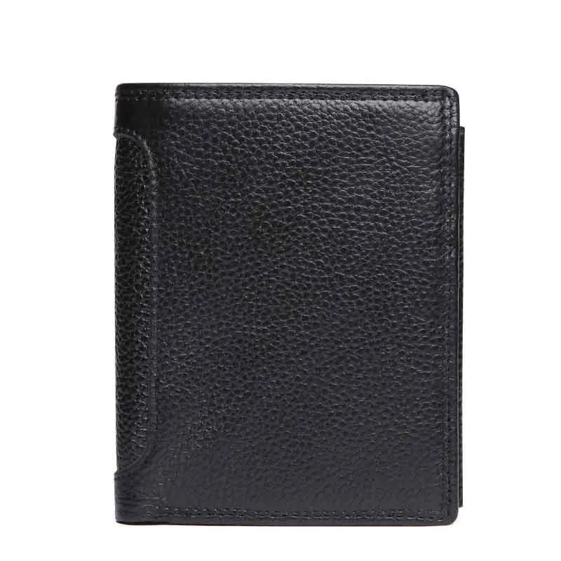 Роскошный брендовый мужской кошелек из натуральной коровьей кожи, винтажный кошелек с карманом для монет, мужской кошелек высокого качества, Женский держатель для карт, RFID - Цвет: Clemence Black