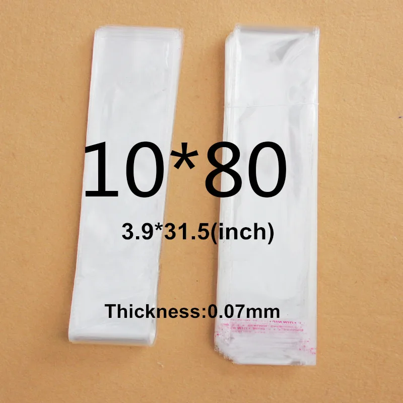 

300pcs (10x80cm) Clear Packaging Bag Self Adhesive Bag Pen Long Plastic OPP Pack Jewelry Sock Bag Poly Slender