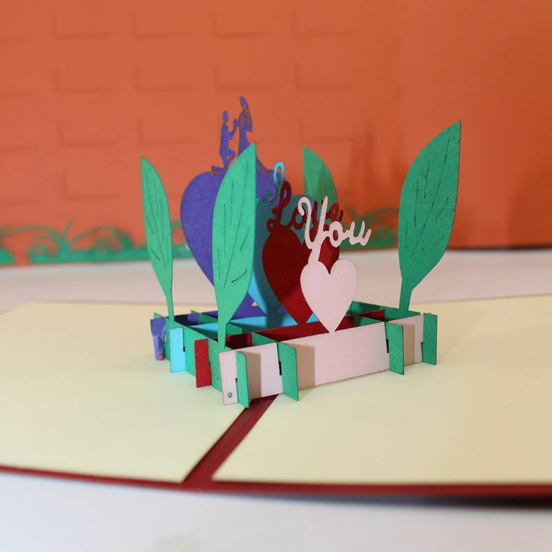  3D Handmade Letter I LOVE YOU Propose Paper Greeting Cards Wedding Invitation Card Valentine's Day  - 33021956272