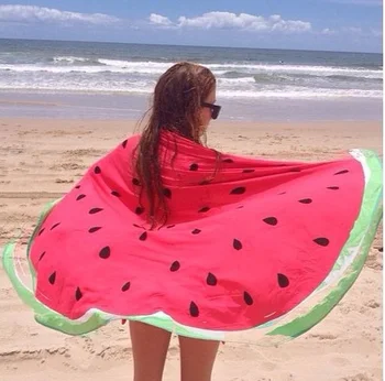 

Supply quality round silk sunscreen digital printed beach towel st06-33