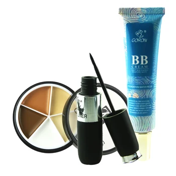 

ZD 3pcs Makeup Set 5 Colors Concealer Palette Moisturizer Long Lasting BB Cream Black Liquid Eyeliner Kit Cosmetics Sets MU03S