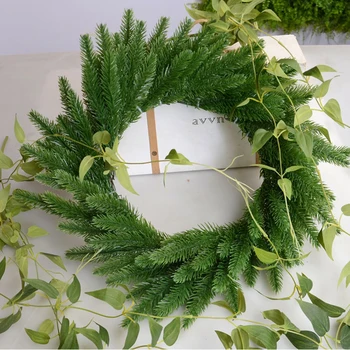 

1 Pack DIY Artificial Flower Wreath Fake Plants Pine Branches For Christmas Party Decor Xmas Tree Ornaments Kids Gift Supplies