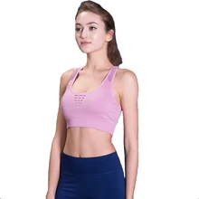 Ovesport Сексуальная выдалбливают Для женщин Фитнес бюстгальтер Провода Твердые Бюстгальтер Для женщин пуш-ап эластичный спортивный бюстгальтер тренировки дышащий Crop майка