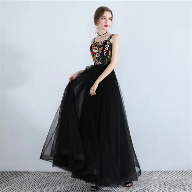 Simple Black Spaghetti Strap Dress