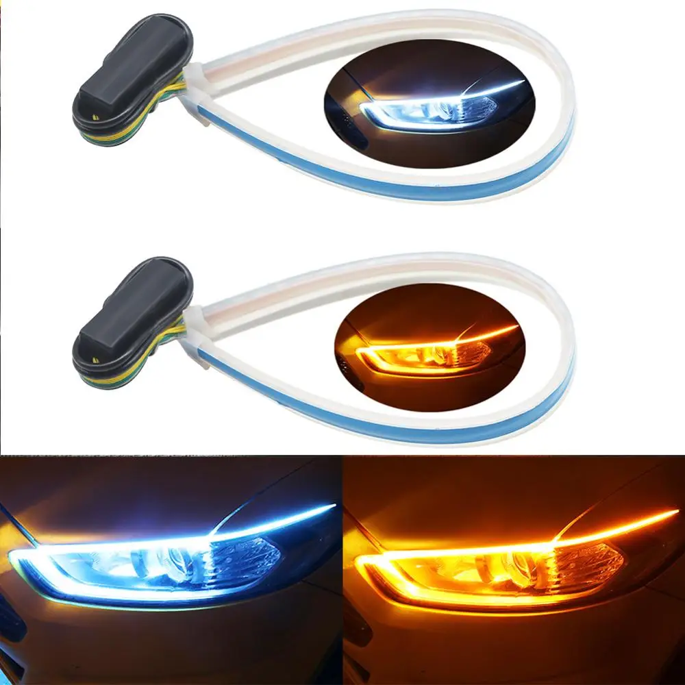 

2X 30cm 45cm 60cm LED Strip Flexible Light Car Soft Tube DRL Strips Car Daytime Running Lights Headlight Moto Decorative lights