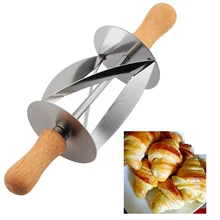 Лидер продаж Нержавеющая сталь Rolling круассан лезвие, с деревянной ручкой решений хлеб колесо тесто нож для теста выпечки Кухня Ножи