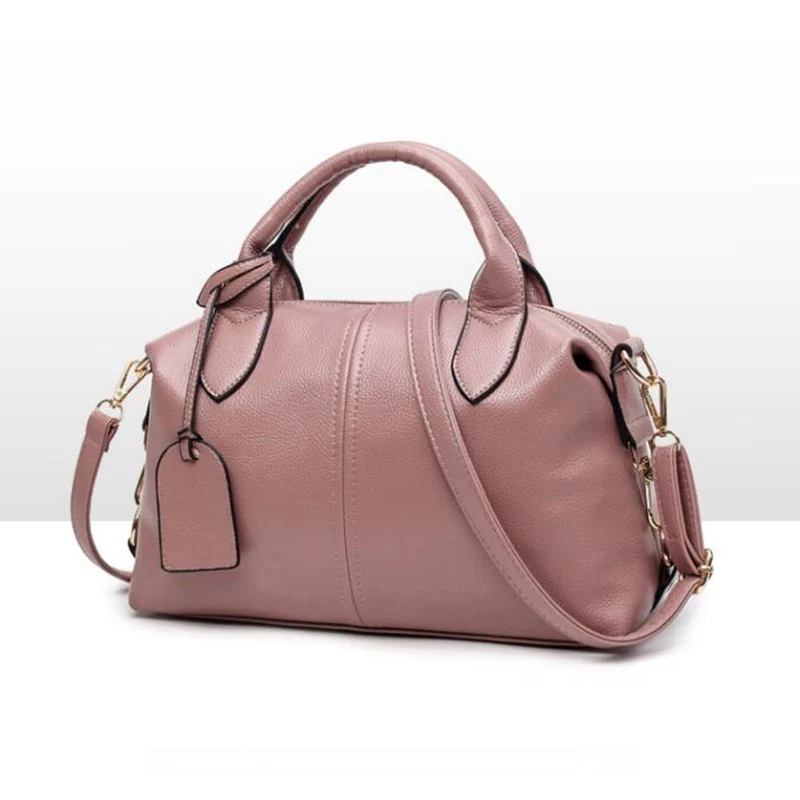 الأزياء الصلبة النساء وسادة يد لينة بو الجلود بوسطن المرأة الأعلى مقبض حقيبة حمل رسول حقيبة الكتف قدرة كبيرة S1184