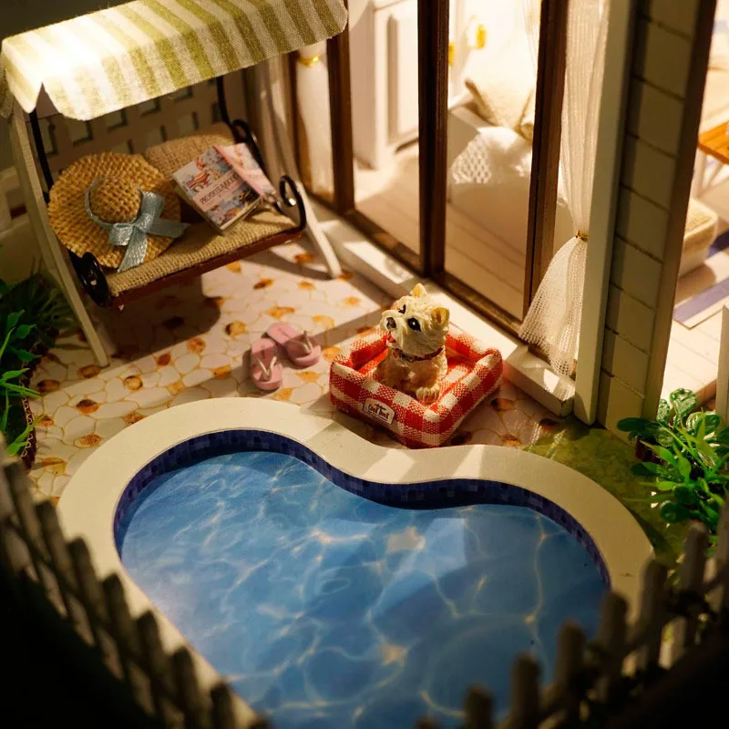 DIY Paris Apartment Doll House 3D Wooden Miniature Dollhouse Kit Toys Assembling Handmade Bedroom Room For Birthday Gift