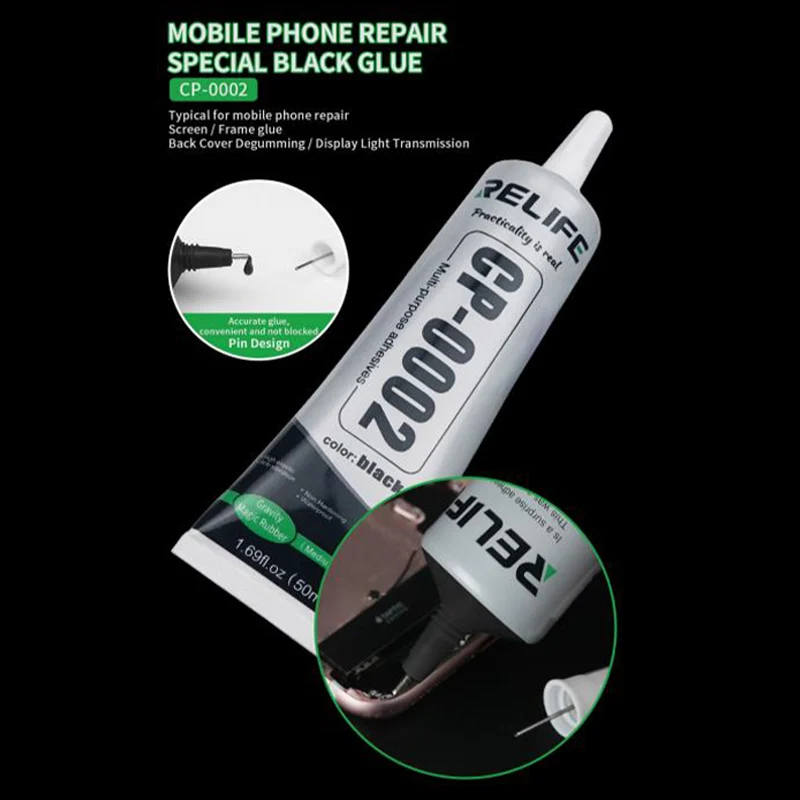 Новейший 50 мл черный клей-штифт для ремонта телефона, Высокоэластичный жидкий клей для ремонта рамки телефона/дисплея/задней крышки