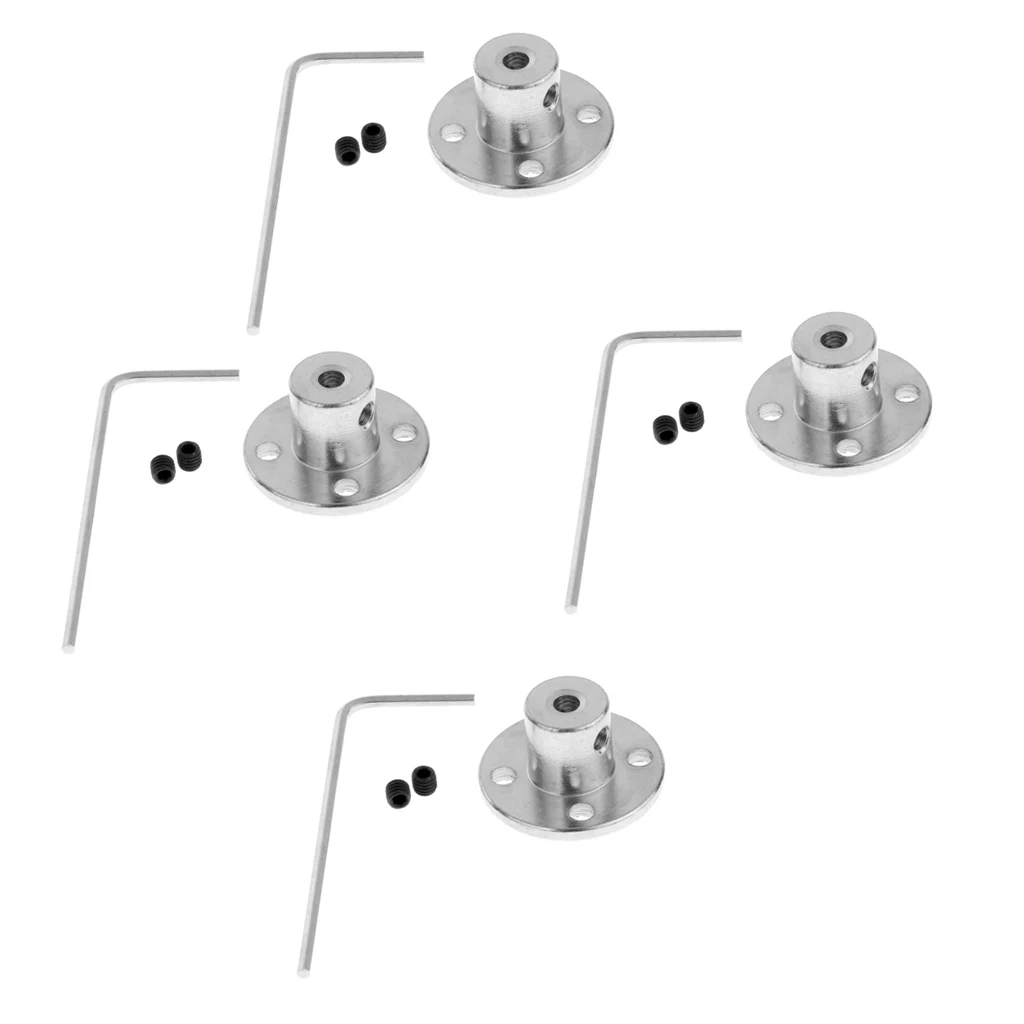 4 Set of Rigid Flange Coupling Motor Guide Shaft Coupler Motor Connector 6mm with Wrench and Screw