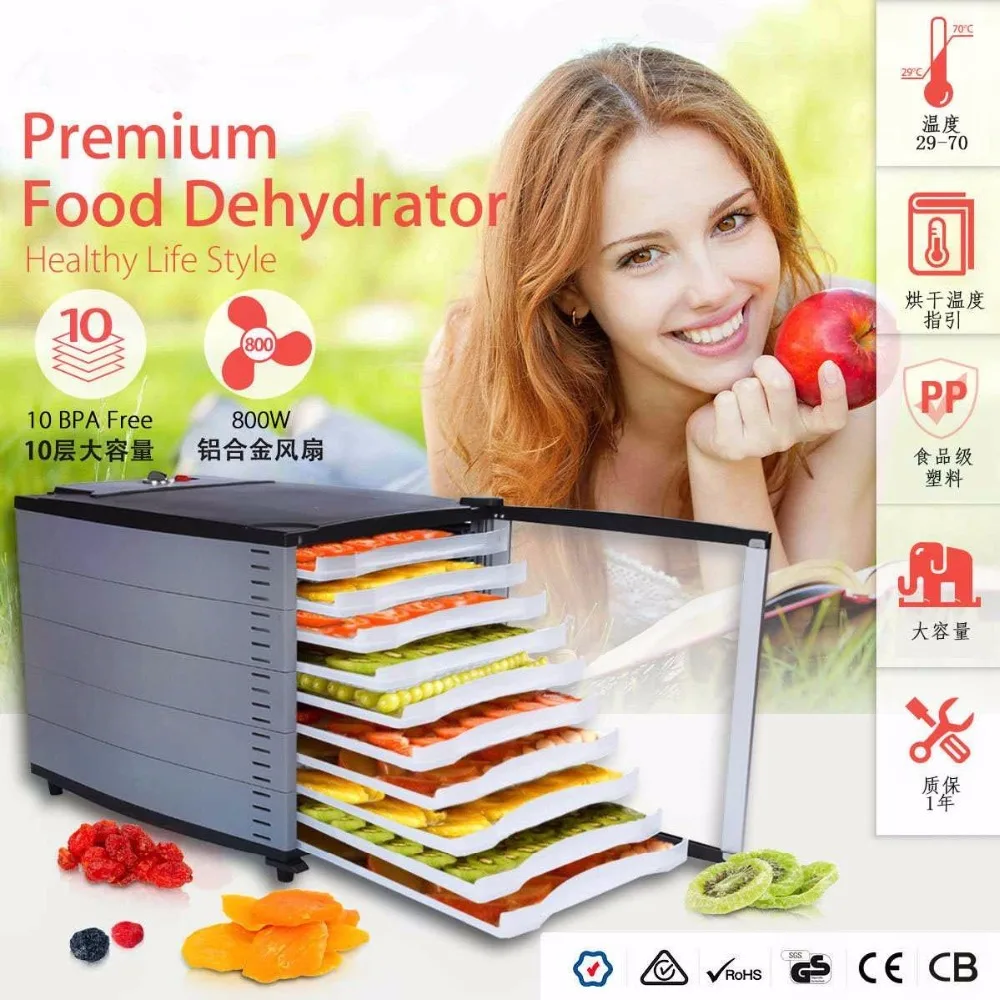 

Fruit Dehydrator 10 Tray Vegetable Herb Meat Drying Machine Snacks Food Dryer
