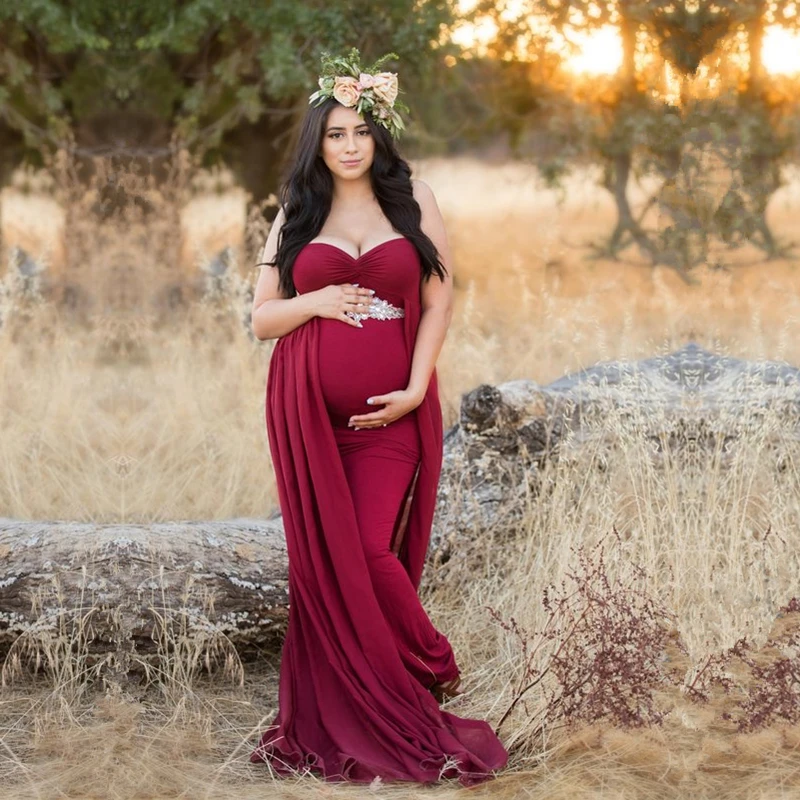 Le Couple/трикотажные платья для беременных Милая шифоновая накидка с сердечком для беременных реквизиты для фотографирования длинное платье для беременной Макси платье