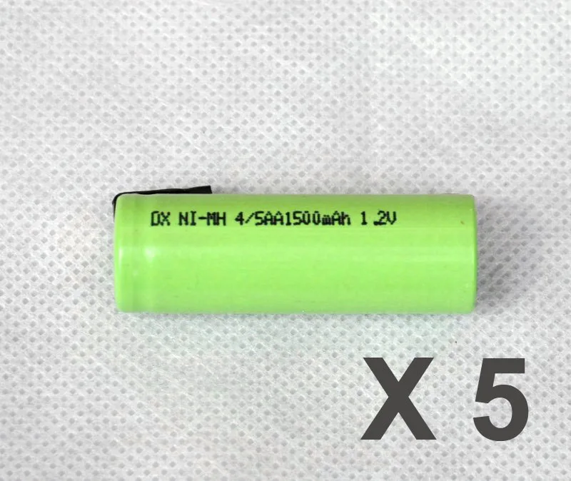 5PCS 1.2V 4/5AA rechargeable battery 1500mah 14430 4/5 AA ni-mh nimh cell with welding tab pins electric shaver | Электроника