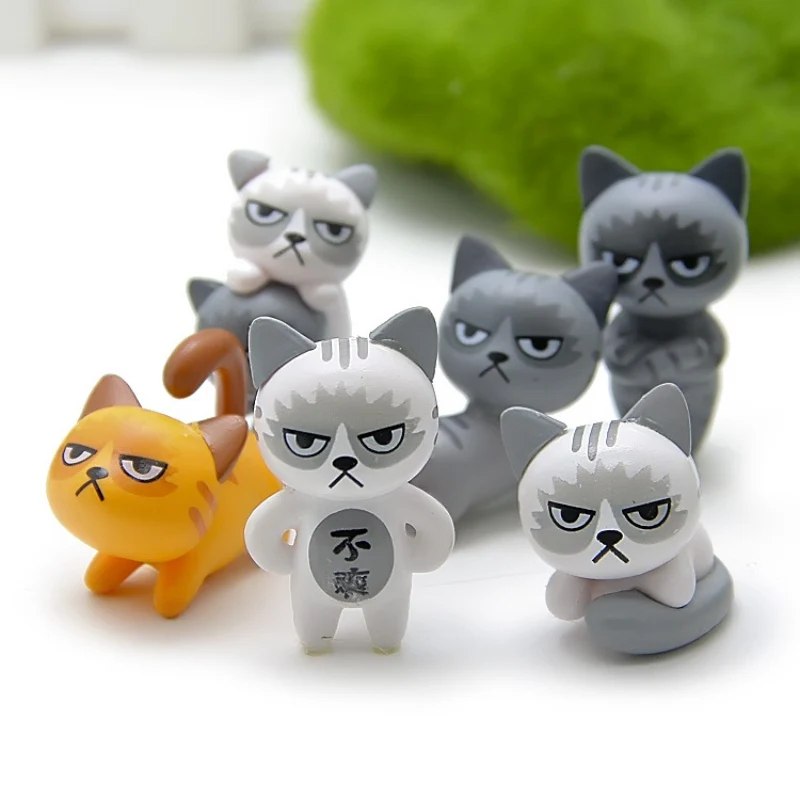 

2018 6pcs/set Cute Kawaii Unhappy Cats Action Figure Toy For Children Baby Room Decoration Lovely Kids Gifts 3-4cm Q1