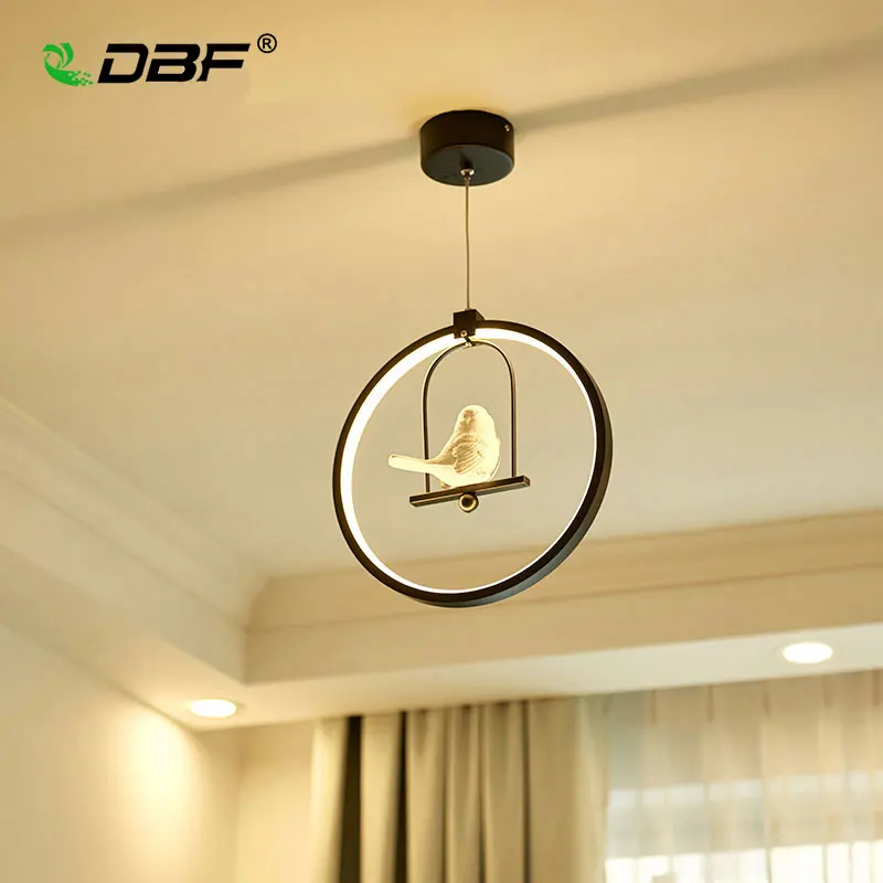 

[DBF]Modern Art LED Pendant Light 3 colors Adjustable Creative Bird Restaurant Light Foyer Bedroom Home Hanging Light Fixtures