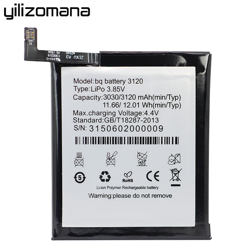 YILIZOMANA High Capacity 3030mAh Original Replacement Phone Battery BQ-3120 For BQ Aquaris M5 Recahargerable Li-ion Batteries
