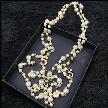 

XL20 CC jewelry famous brand neckless flowers long pearl sautoir collier femme perle necklace collares largos women accessories