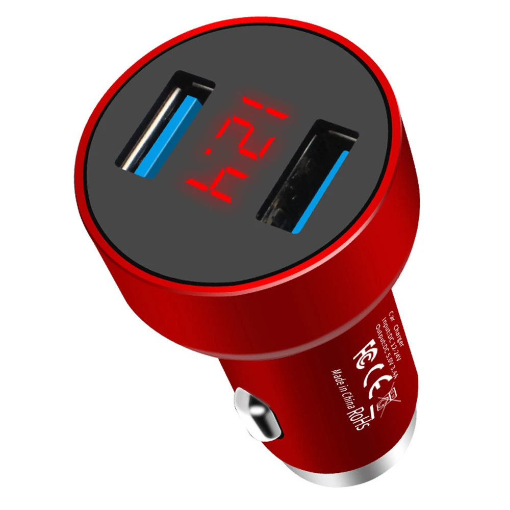 Автомобильное зарядное устройство с двумя usb портами 5 В 3 4 А цифровой дисплей