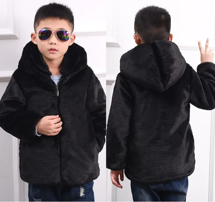 2016 Children faux fur coat boy and girl fake fur hooded coat models baby thicker warm