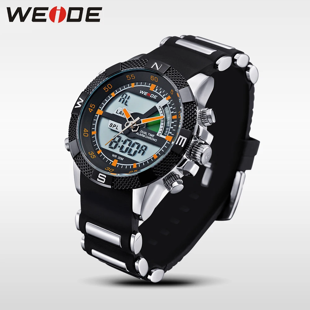 WEIDE Мужские Наручные Водозащитные Часы Спортивные Аналого Цифровый Двойной