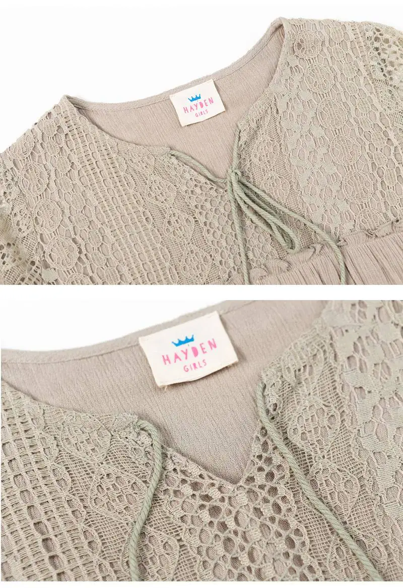 Lace Trim Peasant Top for girls G3212-8