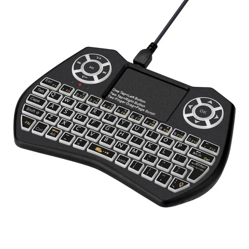Мини 2,4 ГГц клавиатура I9 плюс красочная подсветка Fly Air mouse беспроводная клавиатура с тачпадом пульт дистанционного управления для Android tv