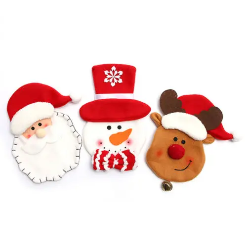 Christmas Santa Claus Snowman Elk Knife Fork Bag Dinner Table Cutlery Decoration | Дом и сад