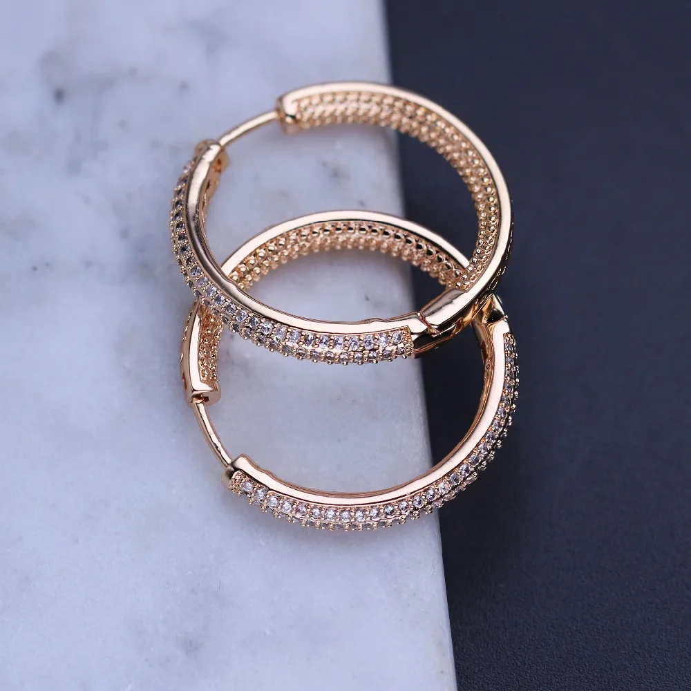 

Cubic Zircon Hoop Earrings Personality Big Circle brinco Champagne Gold color earrings Fashion Jewelry for Women EWX003601