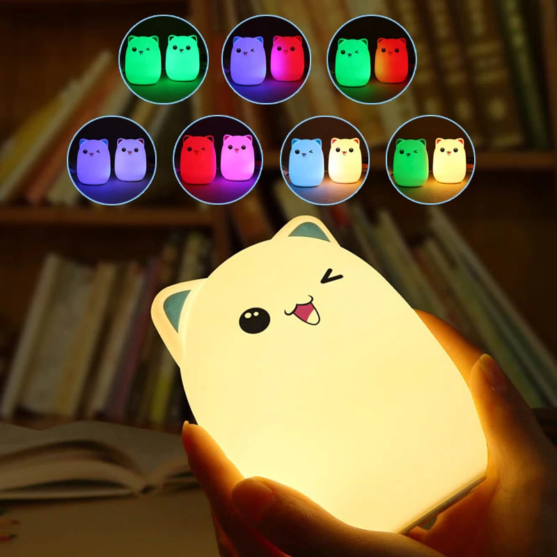 

Colorful 7 Colors 2 Modes Bear LED USB Children Animal Night Light Silicone Soft Cartoon Baby Lamp Breathing Bedroom Light