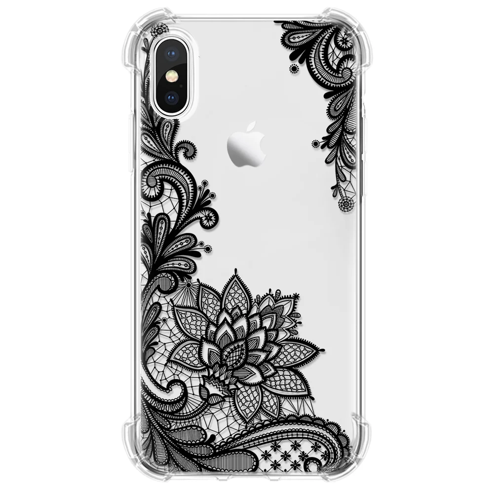 Чехол с "воздушной подушкой" для iPhone 7 Plus, 8, 5, 5S, SE, 11 Pro, Max, Кристальный Мягкий ТПУ чехол с цветами для iPhone X, 6, 6 S, XS, MAX, XR, противоударный чехол - Цвет: sxhua-he