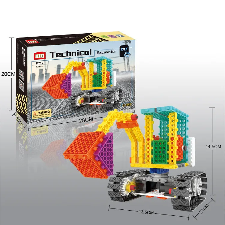 [Новинка] электронные игрушки экскаватор 123 шт технический экскаватор Сборка блоков электронная игрушка модель детского подарка